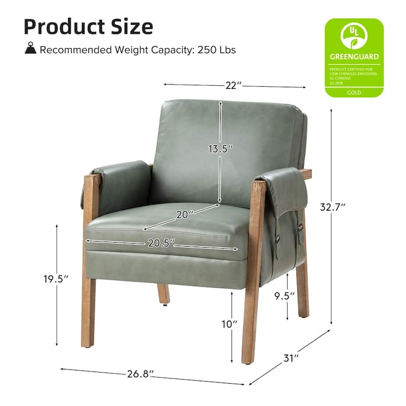Olivia Farmhouse Faux Leather Accent Chair with Solid Wood Legs Sets of 2 by HULALA HOME