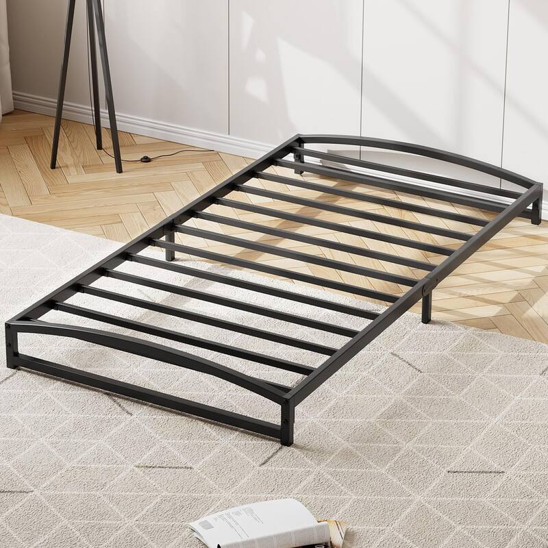 Low Bed Frame，Metal Platform Bed Frame with Arch Design