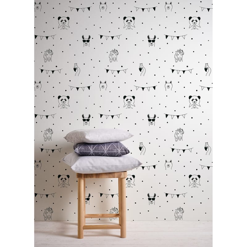 Chesapeake Orlow Black Llama Wallpaper - 20.9 x 396 x 0.025