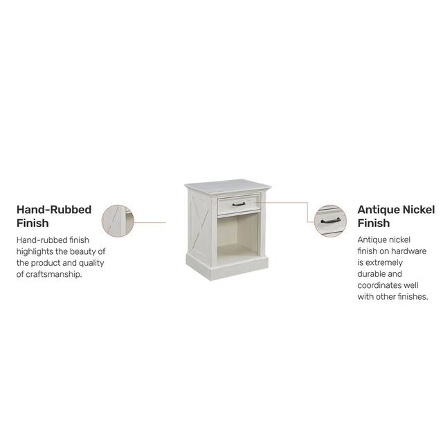 Seaside Lodge Off-White 2-Piece King Headboard and Nightstand Set by homestyles