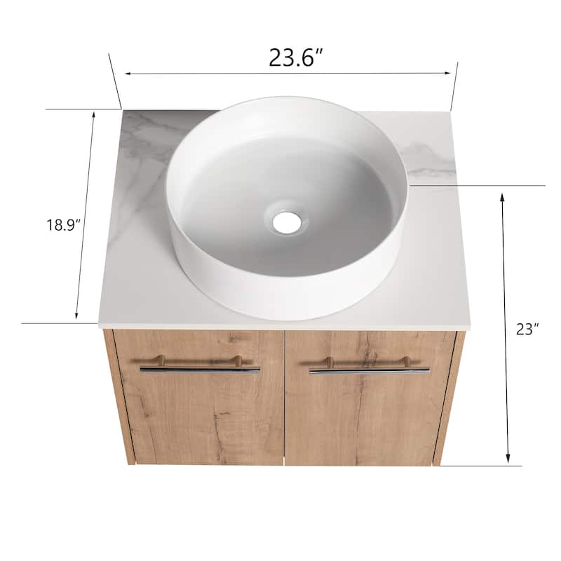 BNK 24"/30" Single Sink Bathroom Vanity with Soft Close Door, Modern Floating Vanity