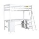 preview thumbnail 16 of 15, White Twin Size Solid Wood Loft Bed with Desk, Blackboard & Drawers