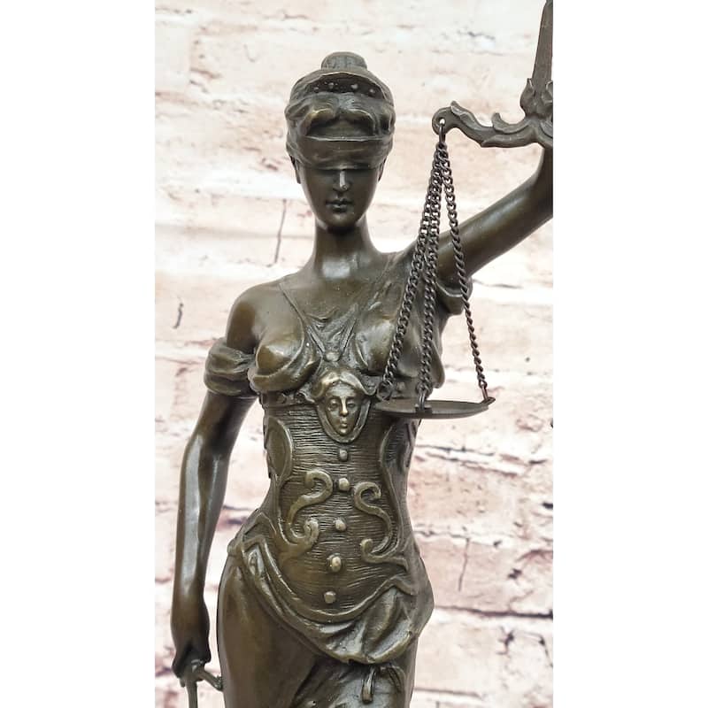 Bronze Blind Lady Of Justice Scales Law Lawyer Attorney Office Statue Sculpture