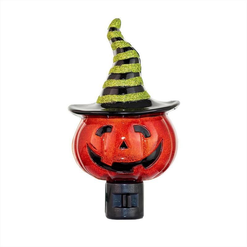 Novelty Lights LED Pumpkin in Witch Hat Halloween Night Light with Swivel Plug - PUMPKIN HAT - PUMPKIN HAT