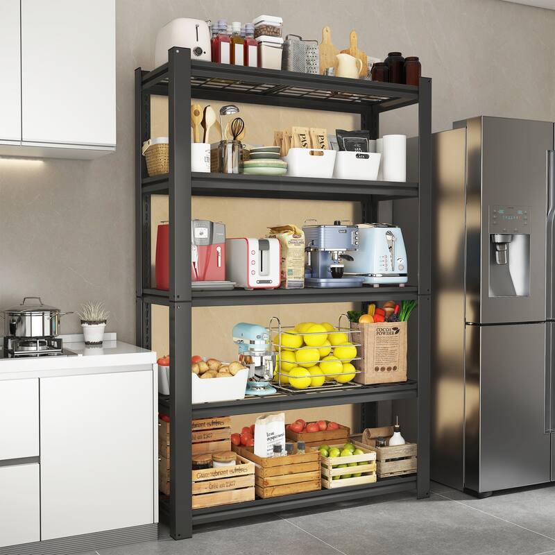 Versatile Heavy-Duty Metal Shelving for All Storage Needs, Enhancing Organization - Black
