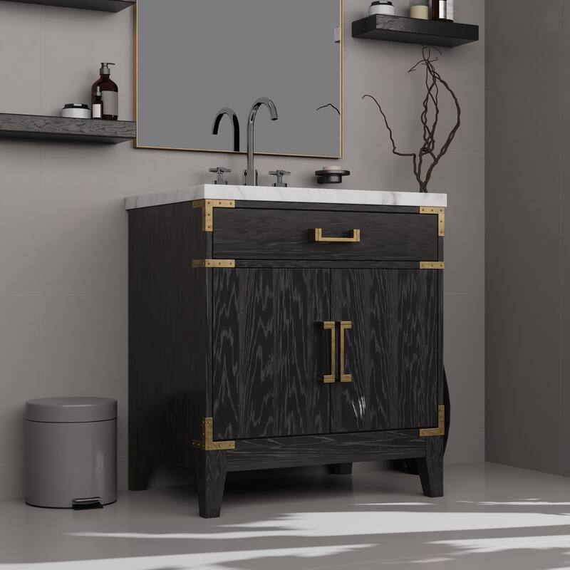 Laurel Bath Vanity Carrara Marble Top, Sink and Faucet