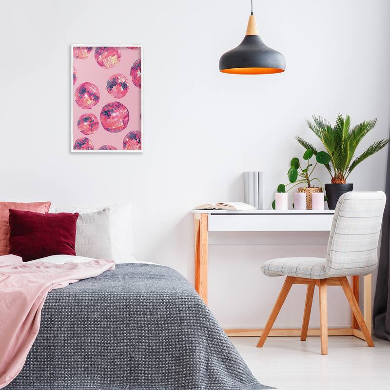 Stupell Vivid Pink Disco Pattern Framed Giclee Art Design By LSR Design Studio