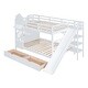 preview thumbnail 7 of 10, Full-Over-Full Bunk Bed with 2 Drawers, Castle Style Bed with 3 Storage Shelves, Storage Bed with Slide, White
