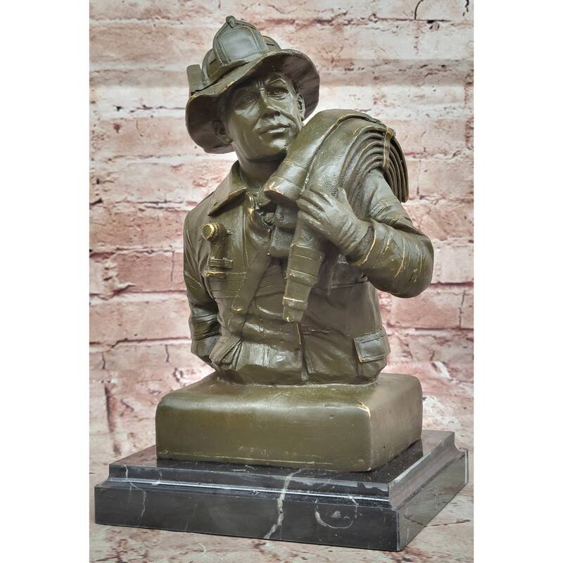 Bronze Firefighter Bust Sculpture – Heroic Tribute Statue