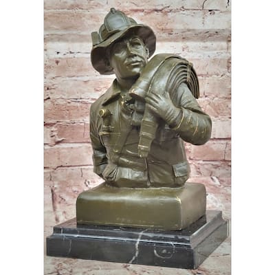 Bronze Firefighter Bust Sculpture – Heroic Tribute Statue