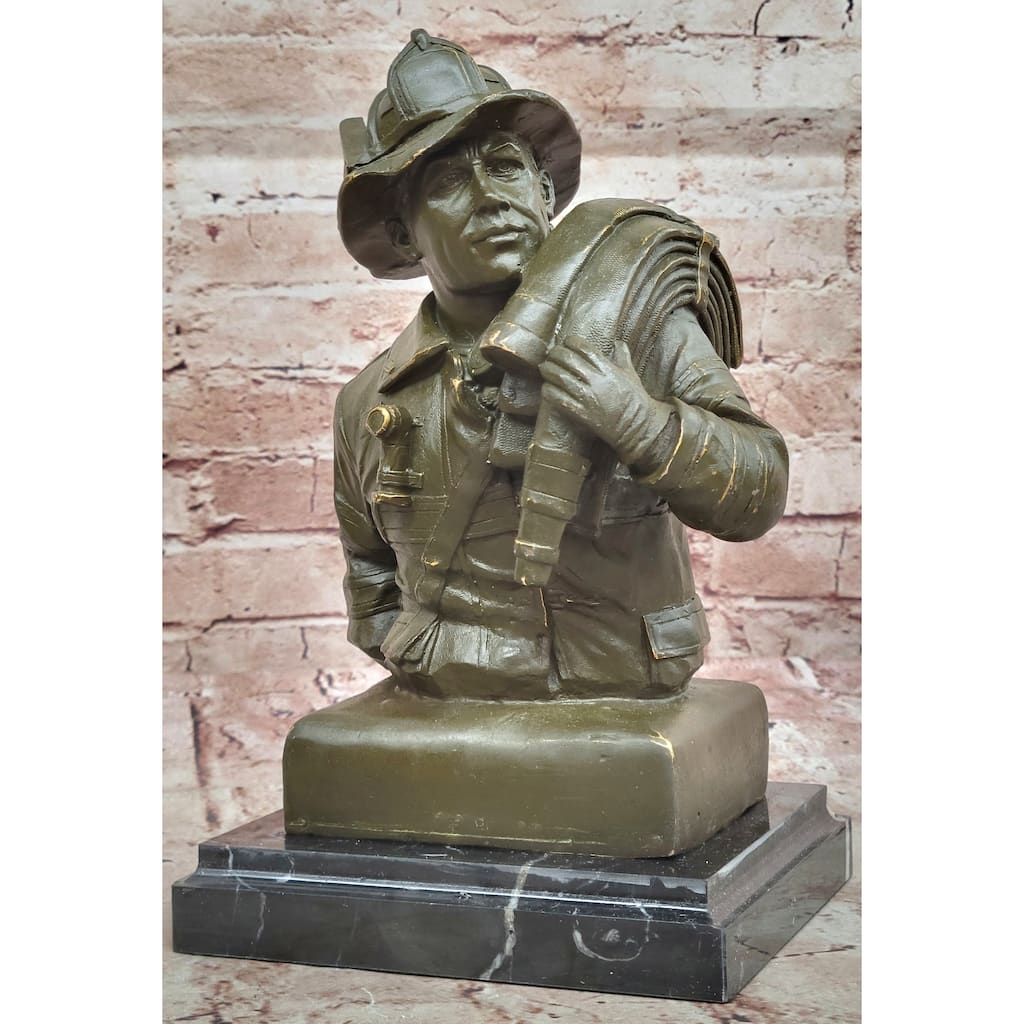 Bronze Firefighter Bust Sculpture – Heroic Tribute Statue