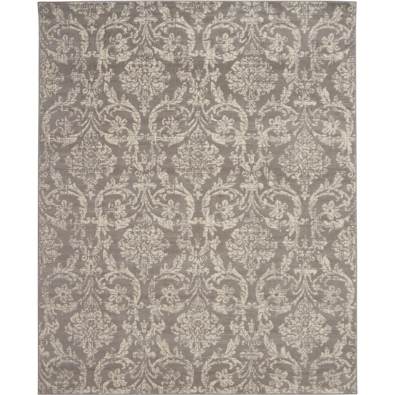 Nourison Jubilant Vintage Farmhouse Damask Area Rug - 7'10" x 9'10" - Grey