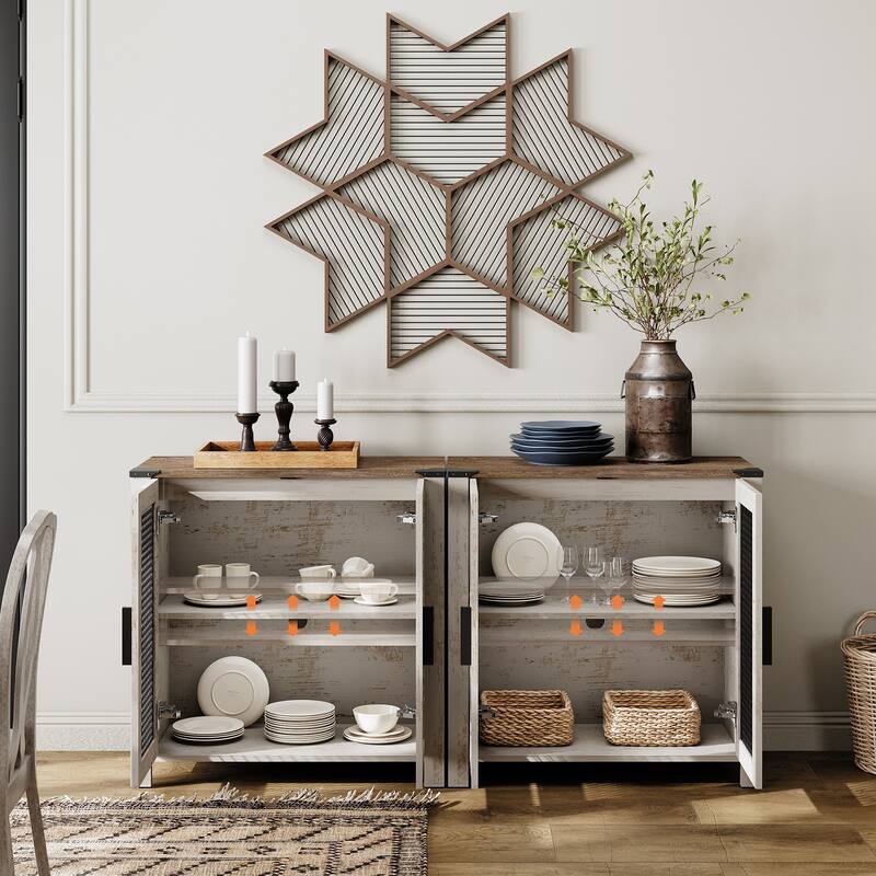 Sideboard Buffet Cabinets with Mesh Door and Adjustable Shelf