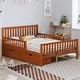 preview thumbnail 49 of 79, Wooden Platform Bed Underbed Storage Bed with Sides Guardrails Spindle Headboard and 2 Drawers 8.98 inch Storage Underneath Walnut - Full