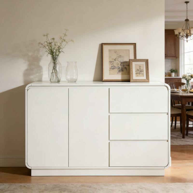 Christopher Knight Home - Modern Sideboard Buffet Cabinet with Soft-close Hinges & Deep Drawer Glides, Versatile Multi-Space Use - White