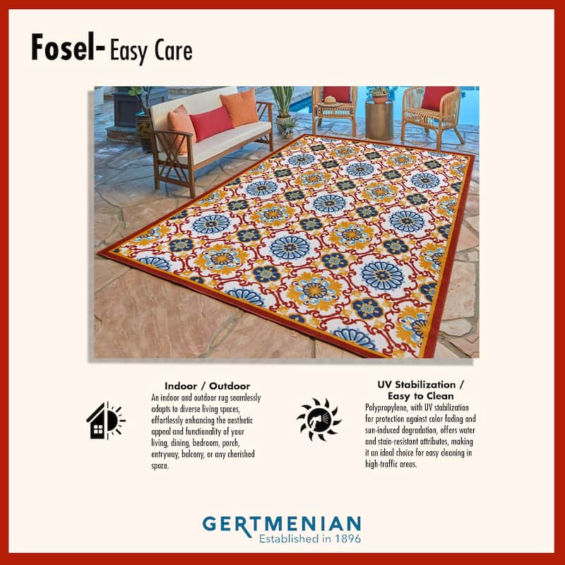 Gertmenian Fosel Allie Modern Geometric Chevron Multi-Colored Indoor/ Outdoor High-Low Area Rug