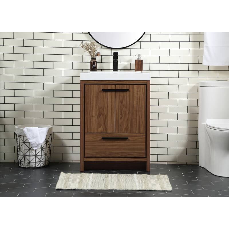Line 24 - 30 Inch Single Bathroom Vanity - 24 Inches - Walnut Brown