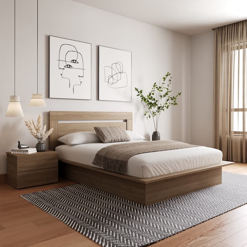 Malibu 3-Piece Bedroom Set with Bed, Headboard, and Nightstand