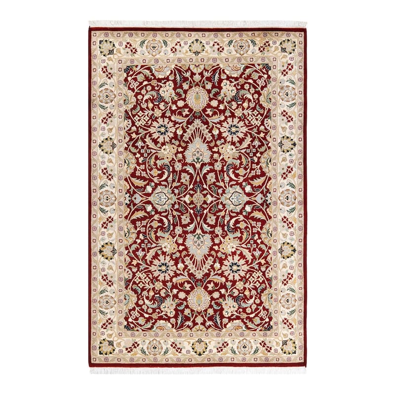 Overton Handknotted Wool Traditional Oriental Red Area Rug - 4' x 6' - Red - 4' x 6'