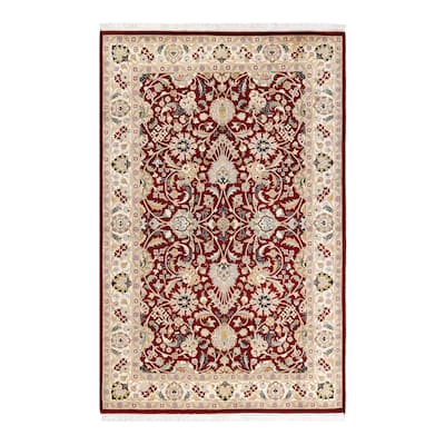 Overton Handknotted Wool Traditional Oriental Red Area Rug - 4' x 6'