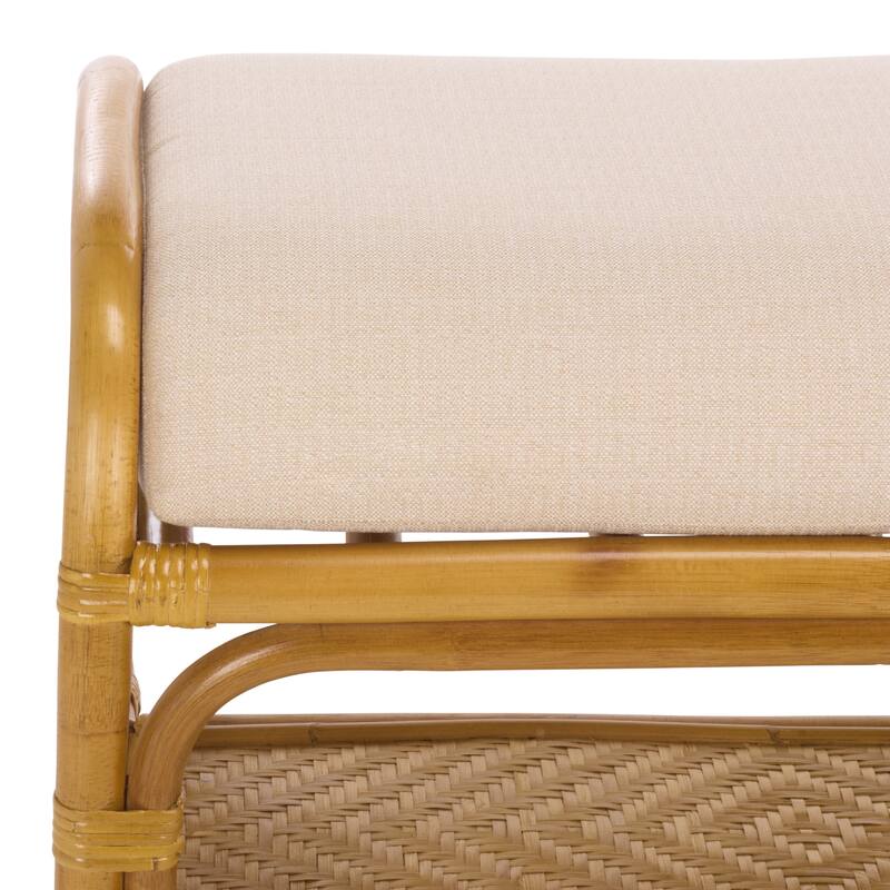 SAFAVIEH Couture Flanders Rattan Pole Bench - 53"W x 18"D x 20"H