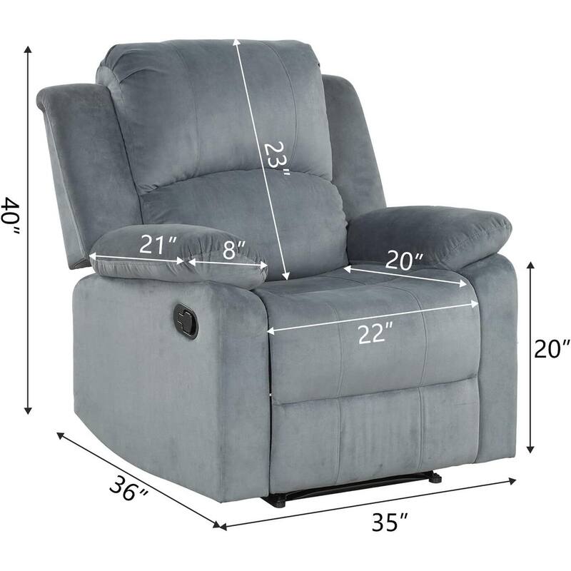 Manual Recliner Chair, Soft Fabric Overstuffed Recliner Single Sofa Chair for Living Room Bedroom