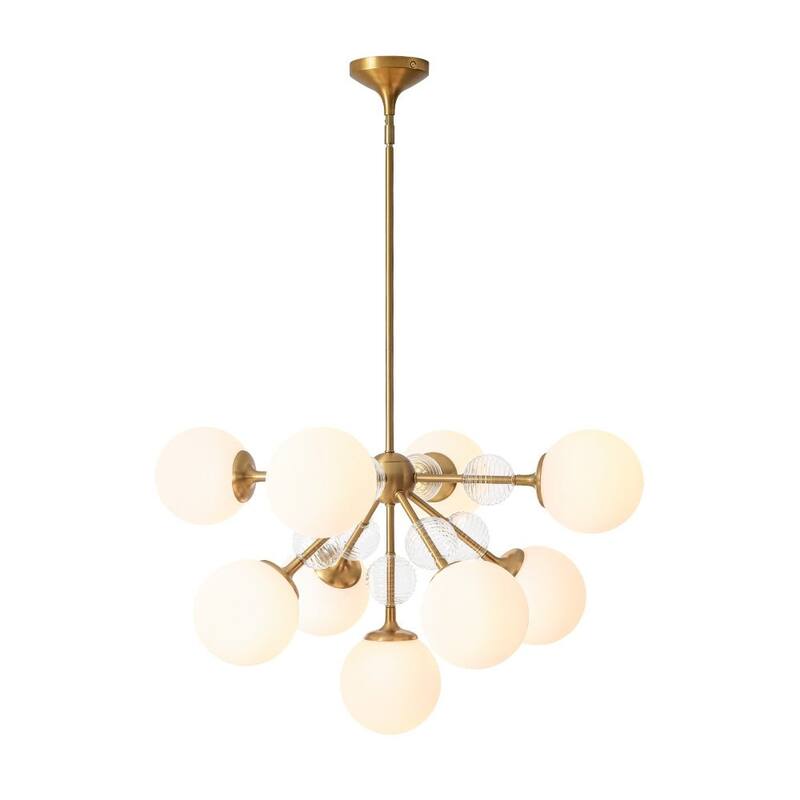 Modern Glam 9-Light Frosted Glass Sputnik Chandelier - 30.3in