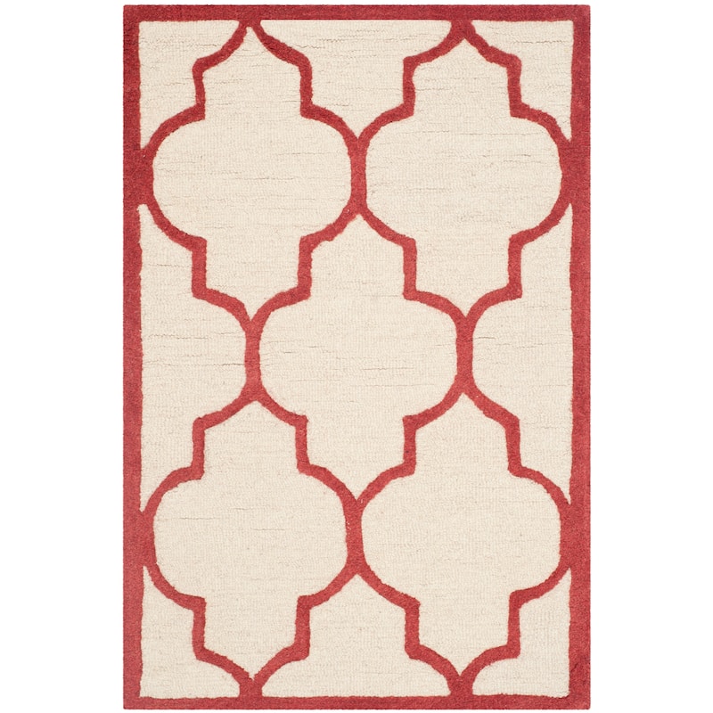SAFAVIEH Handmade Cambridge Oddny Moroccan Trellis Wool Rug - 2'6" x 4' - Ivory/Rust