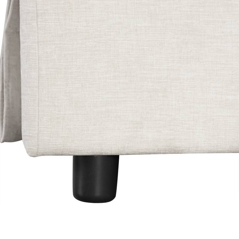 90.6"Polyester L-Shaped Modular 5-Seater Sofa with Storage Space, USB Ports, Cup Holders, and Removable Ottoman