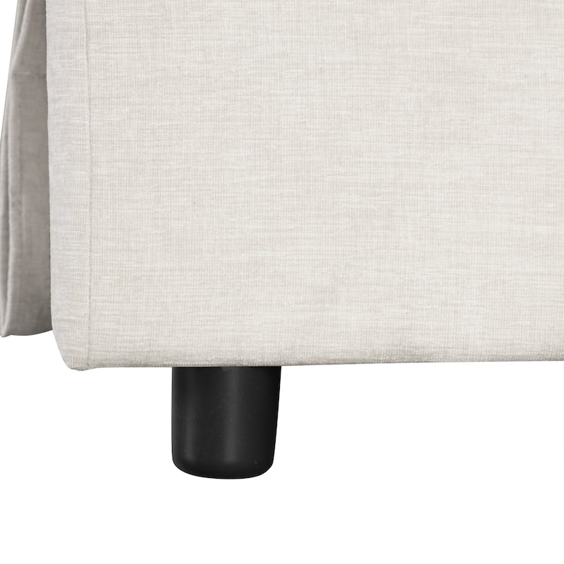Beige 90.6'' L-Shaped 6-Seat Modular Sofa with Built-In Storage and USB Ports