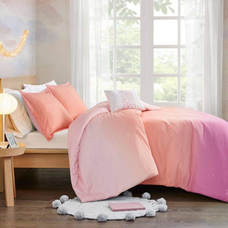 Sparkle Metallic Glitter Printed Reversible Duvet Cover Set by Intelligent Design