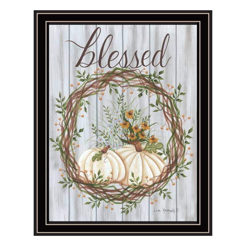 TrendyDecor4U Contemporary "Blessed Wreath" Framed Print Wall Art - Multi