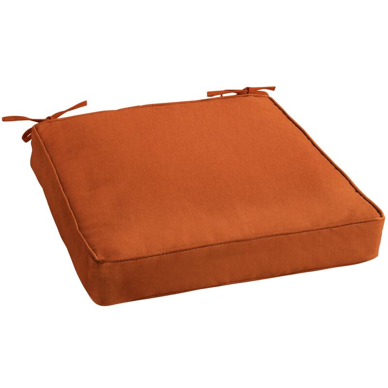 Sorra Home Sunbrella Outdoor Corded Chair Cushion - 18 in W x 12 in D x 3 in H - Canvas Rust