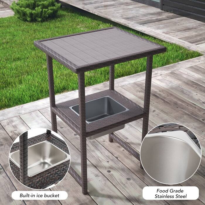 Rectangular 21.7'' L x 24.6'' W Outdoor Bar Table