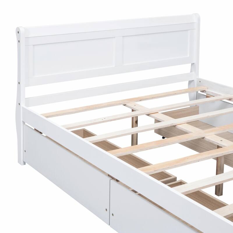 Wood Platform Bed with 4 Drawers and Streamlined Design