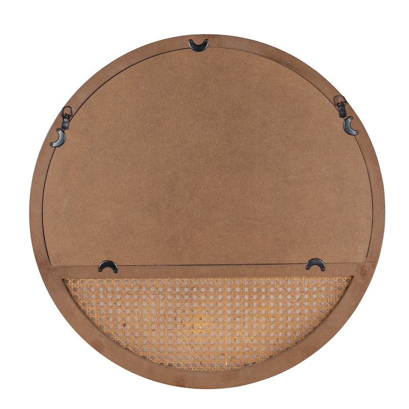 Rattan Boho Wall Mirror - 24"×24"