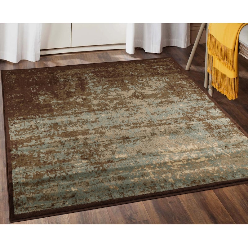 Superior Acid Wash Modern Gradient Indoor Area Rug or Runner - 8' Round - Slate