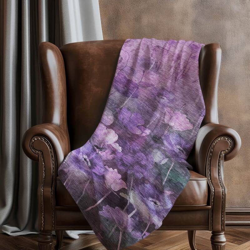Premium Machine Washable Modern Floral Sherpa Throw Blanket