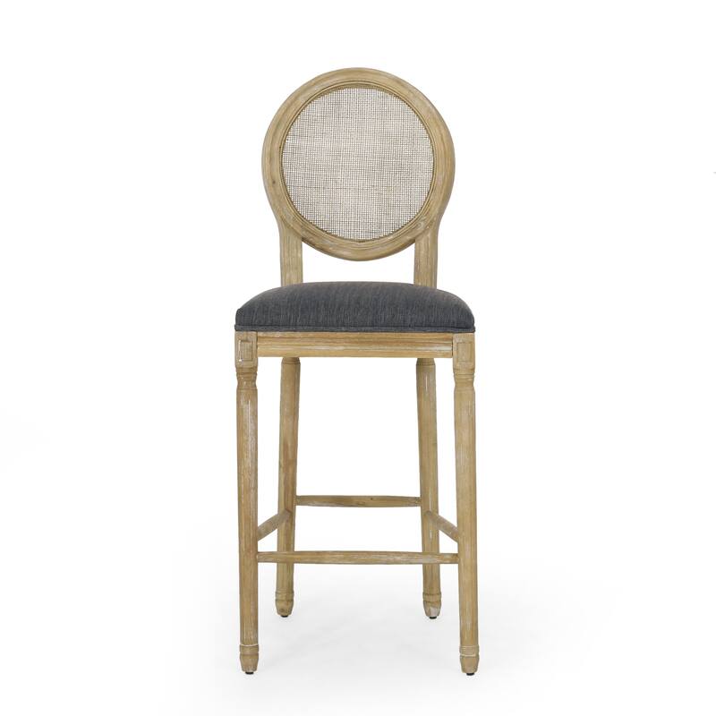French Barstool Set, Wicker Round Backrest High Chair, Kitchen Island Dining Chair, Bistro Counter Stool, Retro Chair