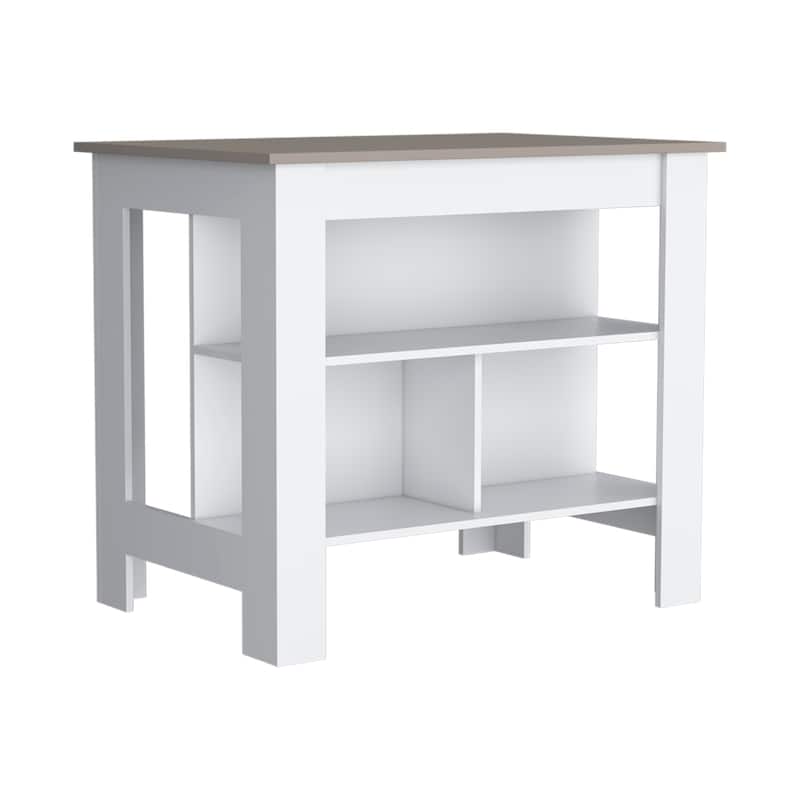 Cortes Kitchen Island 2-Tier Shelf 40" Width and large Work Top - Brown