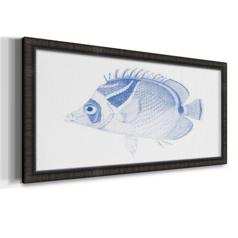 Blue & White Tropical Fish IV Premium Framed Canvas- Ready to Hang