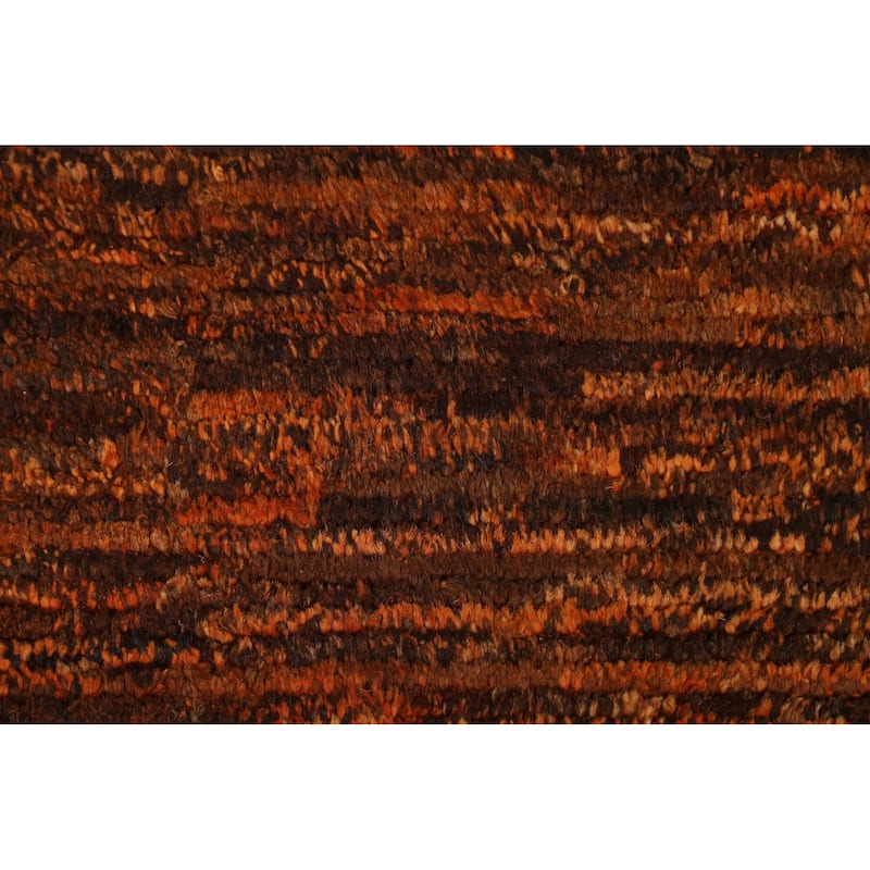 Hand Knotted Oriental 100% Wool Carpet Tribal Stripe Oranges & Rust Moroccan Runner Rug - 9' 7'' X 3' 0''