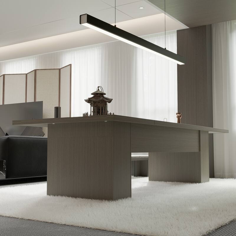 118.1" Large Conference Table, Modern Executive Office Desk with Heavy Duty Wood Base, Seats 8–10 Dining Table