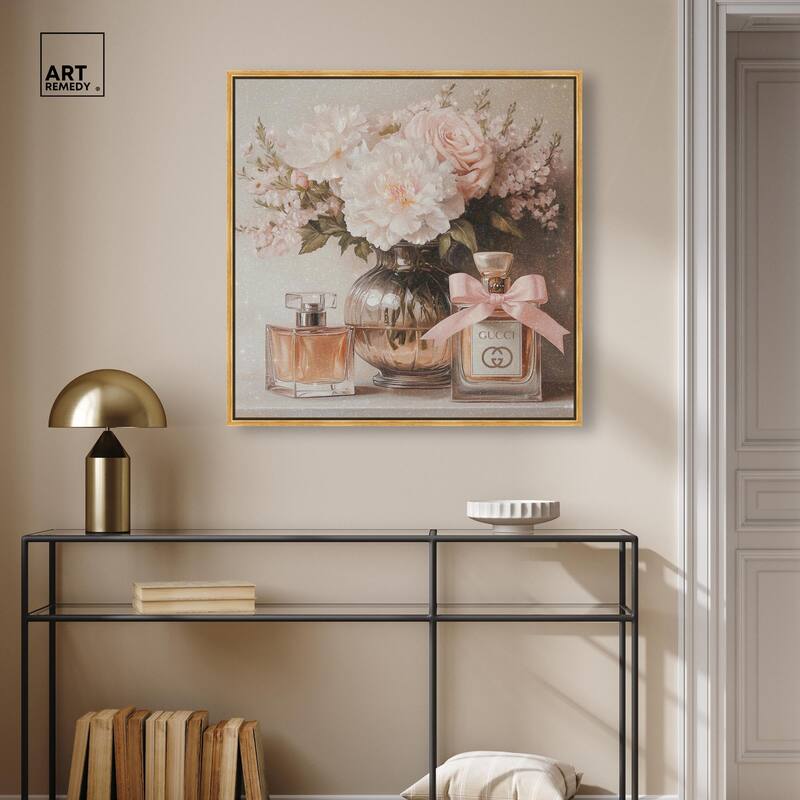 Peach Perfume Flowers in Vase Canvas by Art Remedy