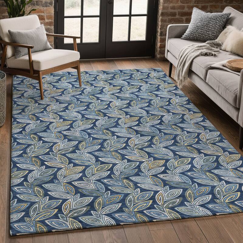 Machine Washable Indoor/ Outdoor Modern Rose Hill Chantille Rug