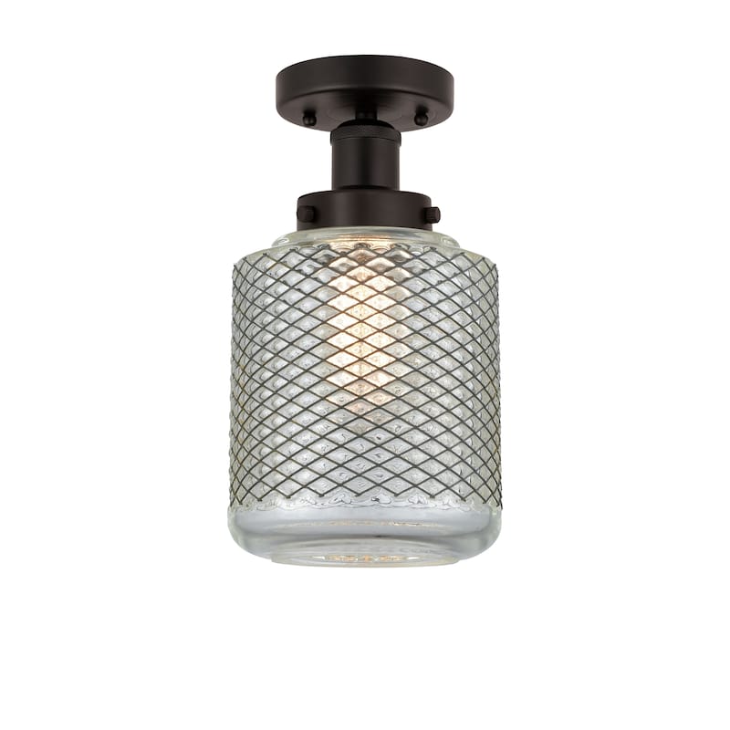 Innovations Lighting Stanton - 1 Light 6" Semi-Flush Mount - Oil Rubbed Bronze/Clear Crackle