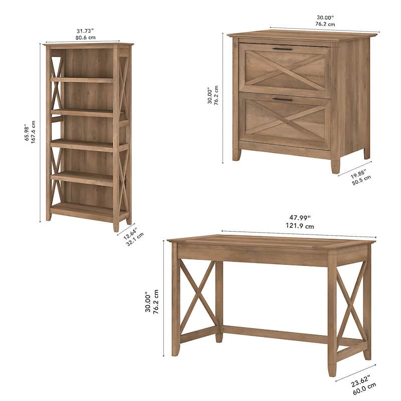 Key West 48W Writing Desk with Cabinet and Bookcase by Bush Furniture