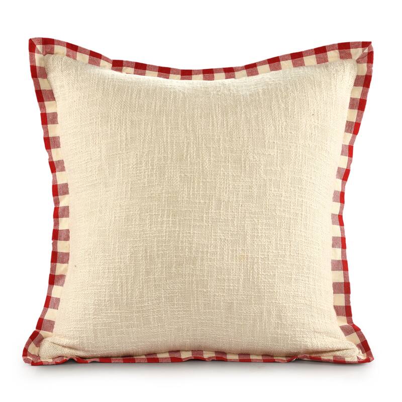 Sevita Buffalo Plaid Bordered Cotton Throw Pillow