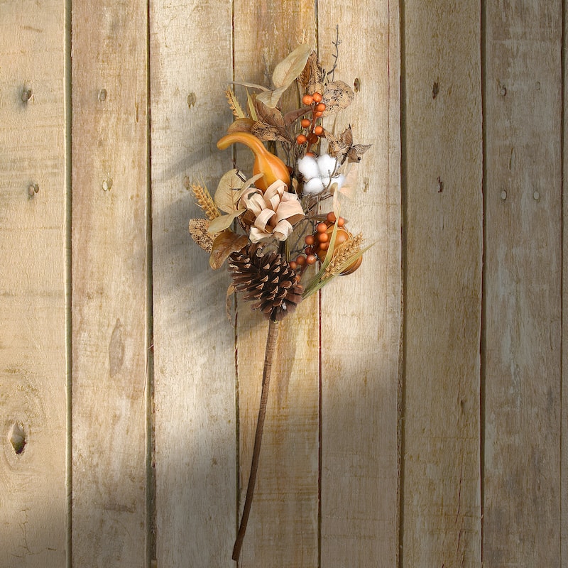National Tree Company Artificial Autumn Bouquet with Gourds, Berry Clusters, Pine Cones, Assorted Leaves, Set of 2, 28 Inches