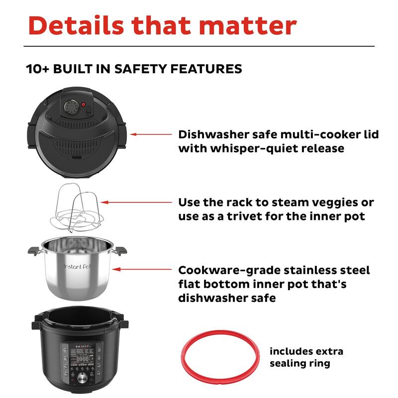 8 Quart 10in1 Pressure Cooker, Slow Cooker, Rice/Grain Cooker